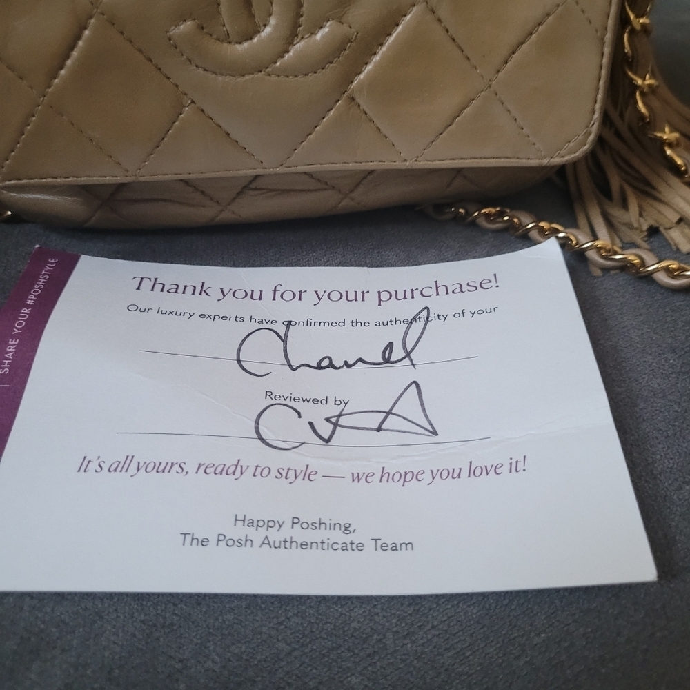 Chanel vintage tan quilted tassle flap bag - Picture 8 of 14